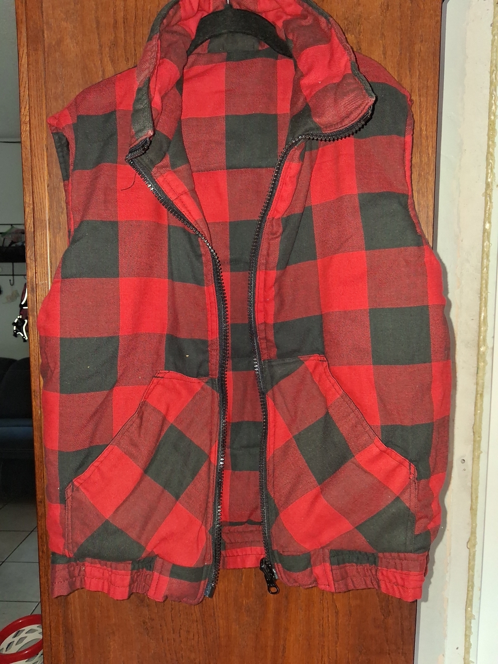 Men's Red and Black Buffalo Plaid Quilted Vest